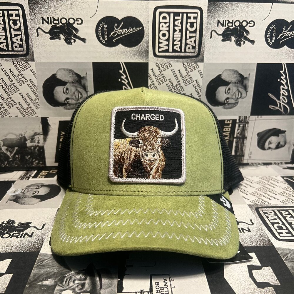 Authentic Goorin Bros Charged Up Bull "Charged" Green Suede Hat (NWT)